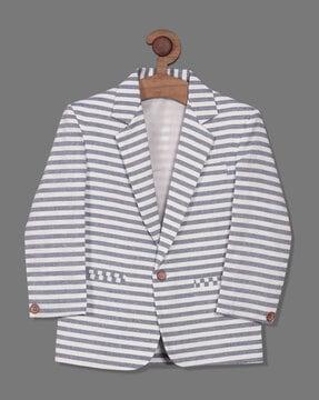 striped single-breasted blazer