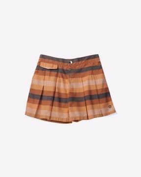 striped skorts with pleat details