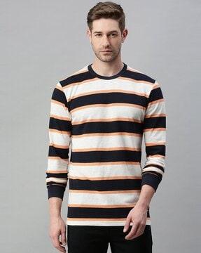 striped slim fit crew-neck sweatshirt