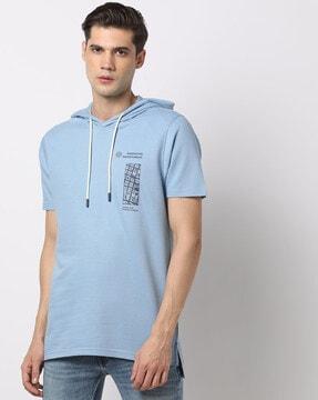 striped slim fit hooded t-shirt