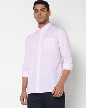 striped slim fit shirt with button-down collar