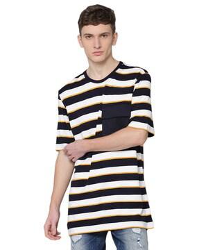 striped slim fit t-shirt with patch pocket