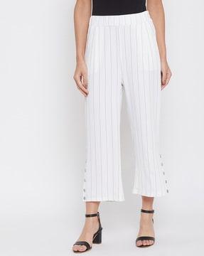 striped straight fit culottes