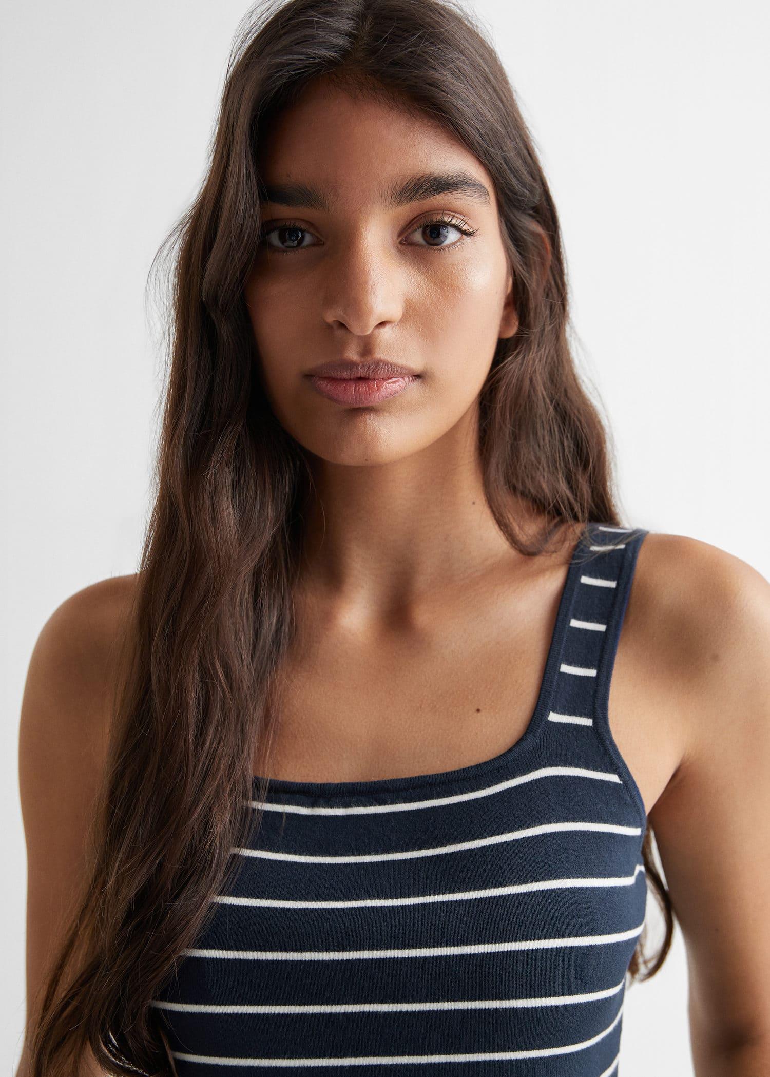 striped strapless top