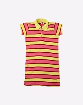 striped t-shirt dress with spread collar