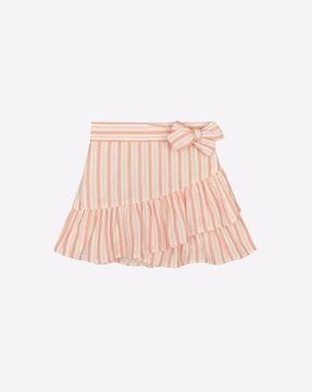 striped tiered skirt with bow detail