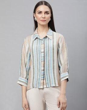 striped top with 3/4th sleeves