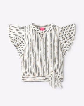 striped top with butterfly sleeves