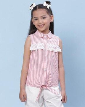 striped top with front-knot