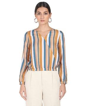 striped top with surplice neck