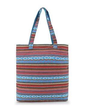 striped tote bag with detachable strap