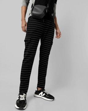 striped track pants with drawstring waist