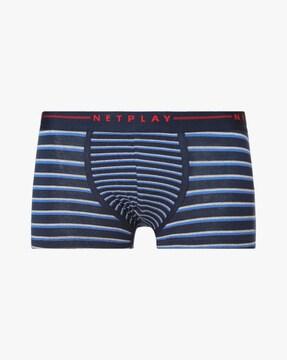 striped trunks with branded waistband