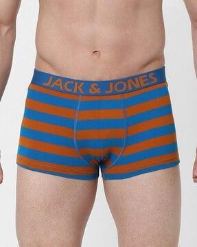 striped trunks with logo print