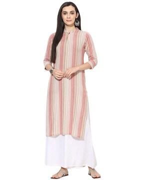 striped  collar-neck kurti