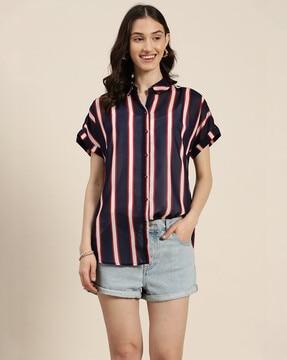 striped  shirt with roll-up sleeves