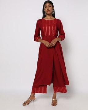 striped a-line kurta & palazzos set