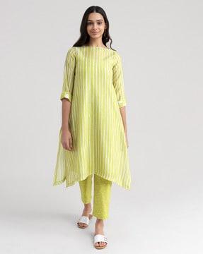 striped a-line kurta set