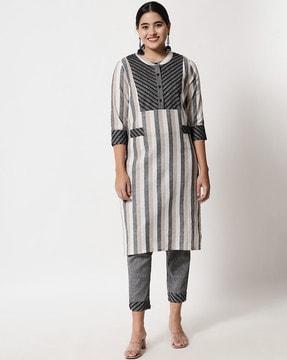 striped a-line kurta set