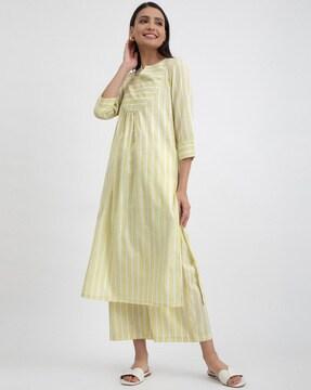 striped a-line kurta set