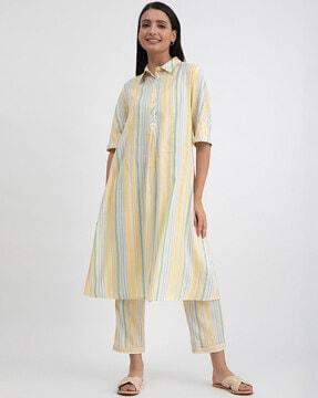 striped a-line kurta set