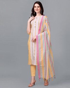 striped a-line kurta set