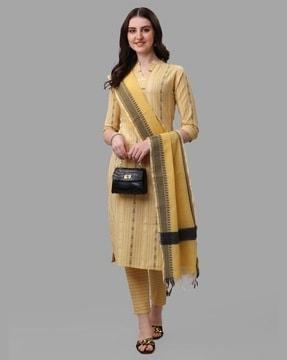 striped a-line kurta set