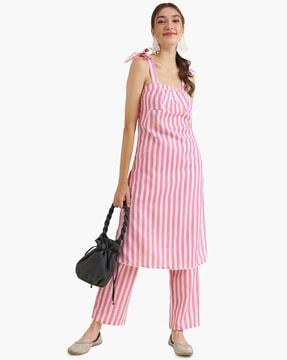 striped a-line kurta set