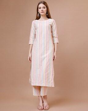 striped a-line kurta set