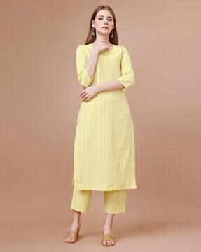 striped a-line kurta set