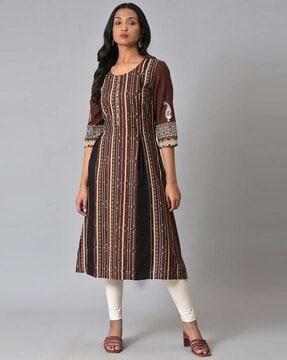 striped a-line kurta