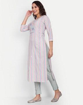 striped a-line kurti