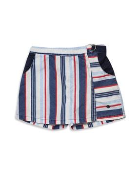 striped a-line skirt with insert pocket