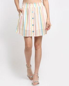 striped a-line skirt