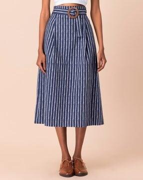 striped a-line skirt