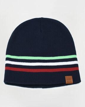 striped acrylic beanie