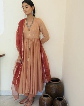 striped anarkali kurta suit set