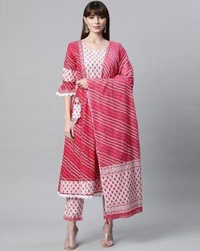 striped anarkali kurta suit set