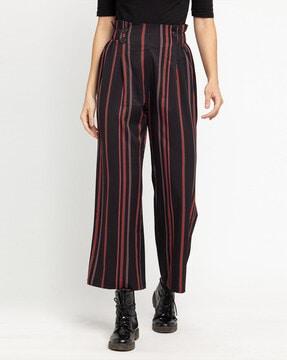 striped ankle-length culottes