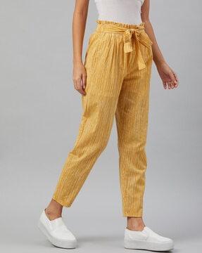 striped ankle length pants