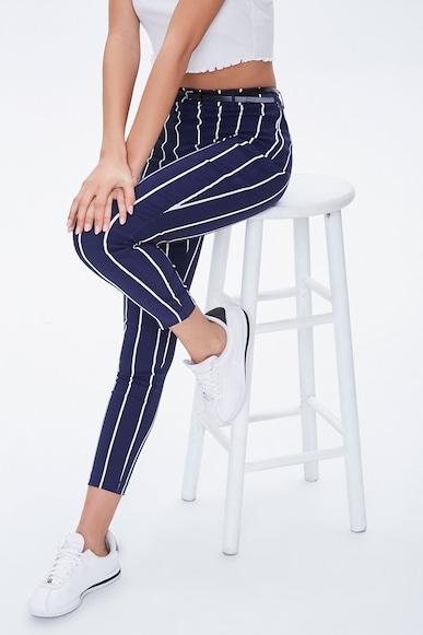 striped ankle length pants