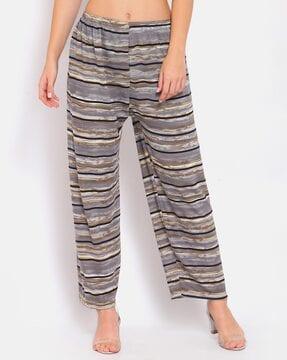striped ankle length relaxed fit palazzos