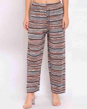 striped ankle length relaxed fit palazzos