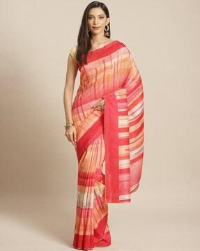 striped art silk saree with blouse piecec