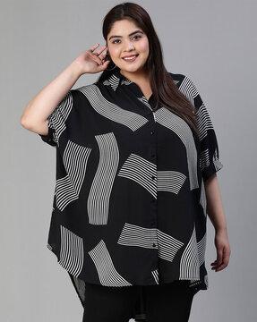 striped asymmetric a-line tunic