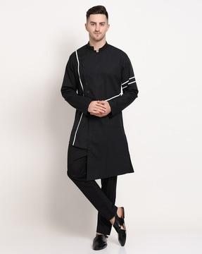 striped asymmetric long kurta