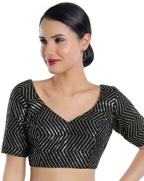 striped back open blouse
