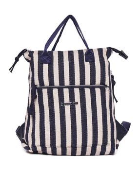 striped backpack with adjustable strap