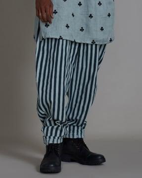 striped balloon pleated pants