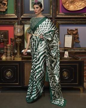 striped banarasi silk saree with border